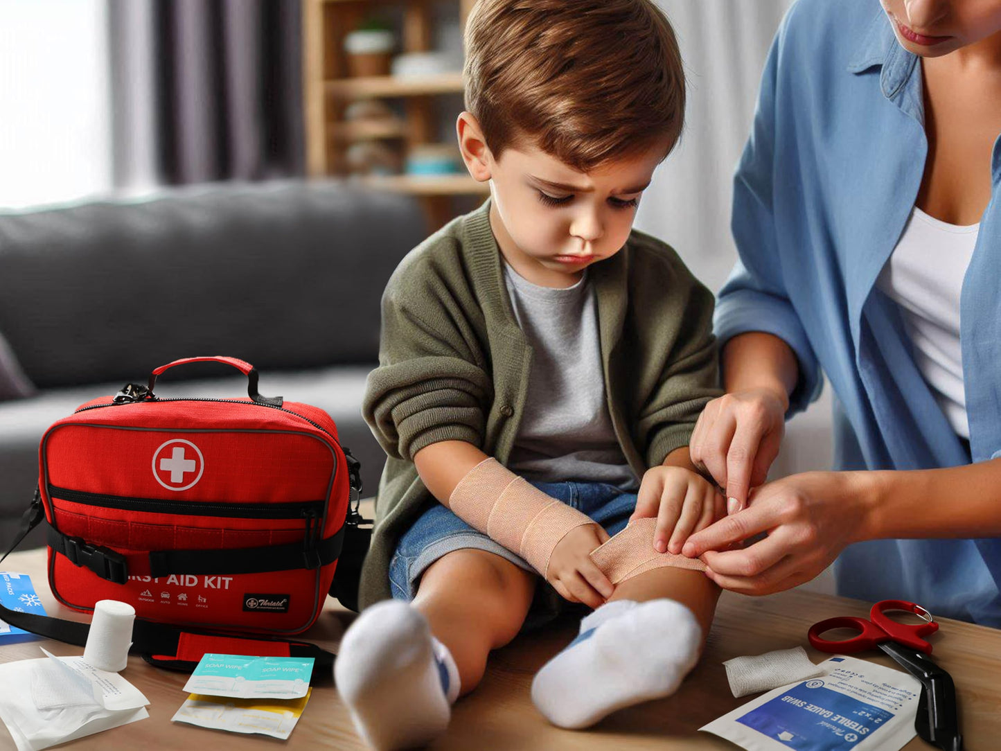 430 Piece First Aid Kit, Well-Organized Premium Waterproof Compact Trauma Medical Kits for Any Emergencies, Ideal for Home, Office, Car, Travel, Outdoor, Camping, Hiking, Boating (Red)