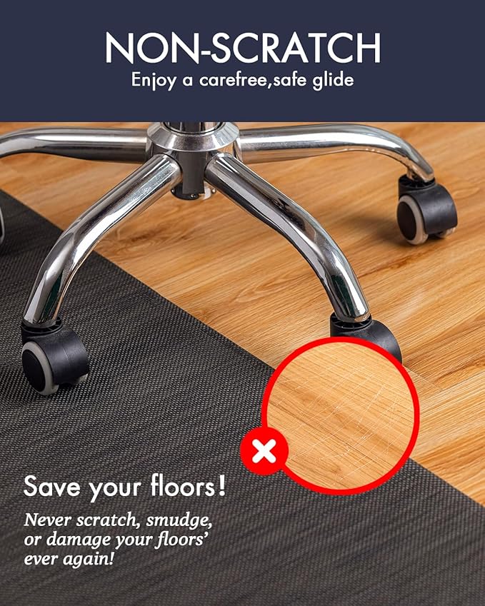 BARoyal Office Chair Mat for Hardwood Floor Under Desk Computer Rolling Chair Mat for Wood/Tile Floor Non-Slip Heavy Duty Desk Rug PVC Plastic Hard Floor Protector 36"x 55" (Espresso)