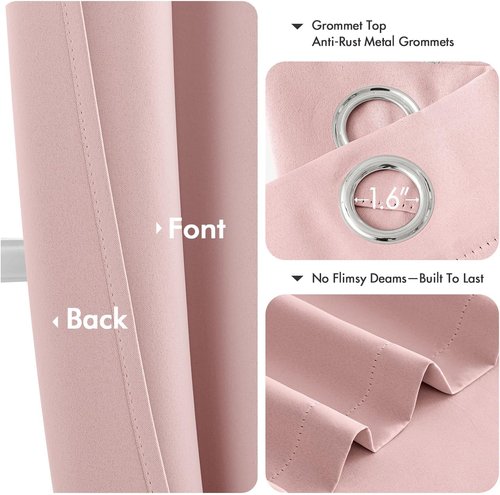 MIULEE Baby Pink Blackout Curtains - Thermal Insulated Room Darkening Drapes | 96-Inch Grommet Top, 2 Panels