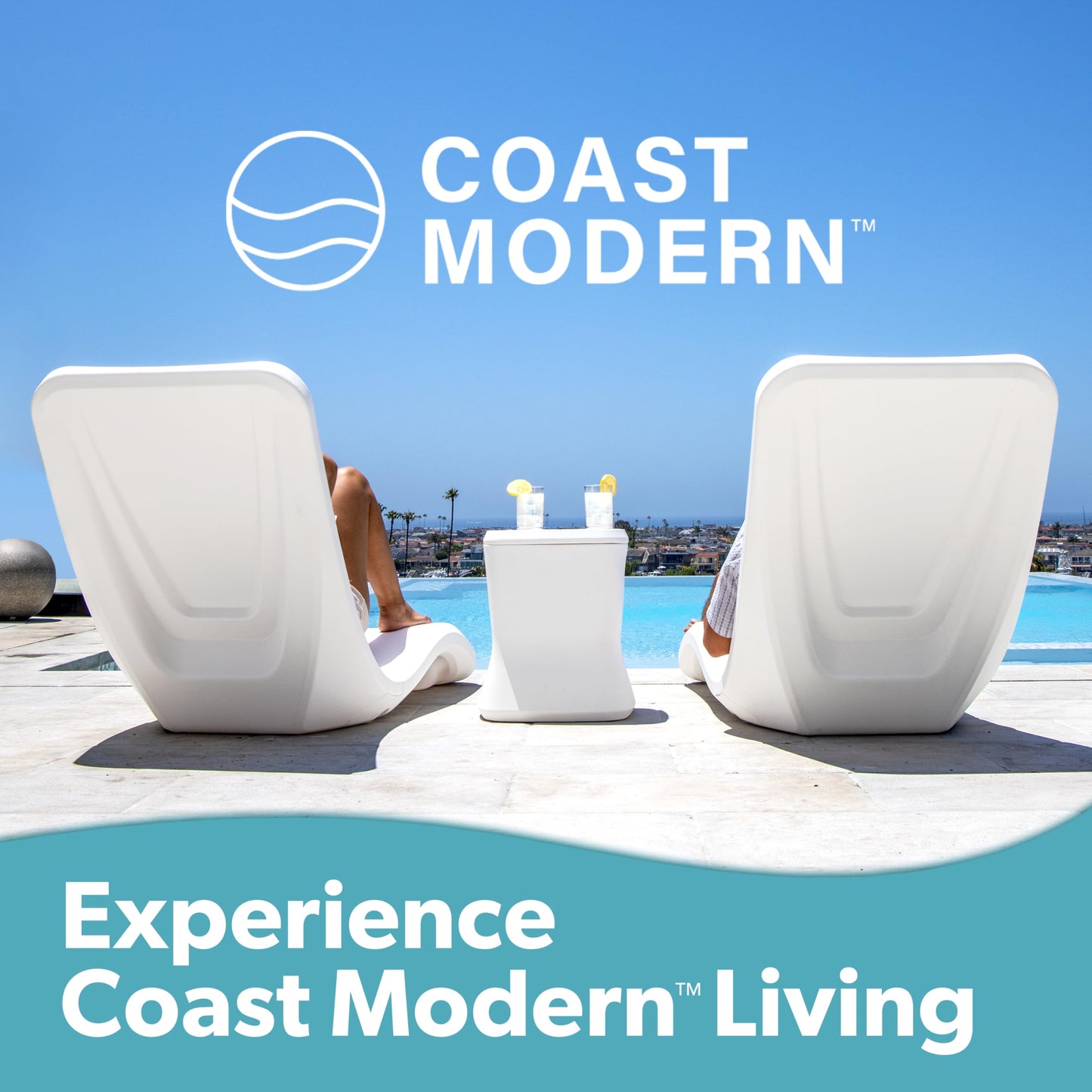 GoSports Coast Modern in Pool Lounge Chair - Waterproof & Weighted Chaise Lounger - Outdoor Pool Furniture for Patio or in Baja Shelf