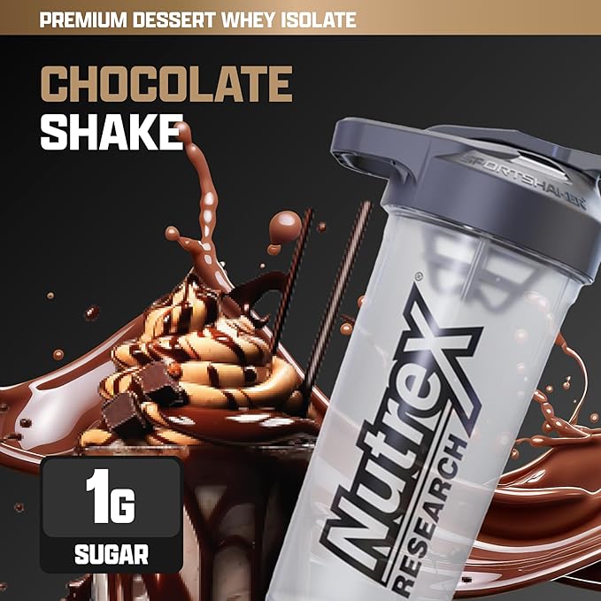 Nutrex Research IsoFit Chocolate Whey Isolate Protein Powder 100% Whey Protein Isolate | Muscle Recovery, Naturally High EAAs | Fast Absorbing, Easy Digestion | (Chocolate Shake 2lbs 30 Servings)