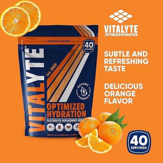 Vitalyte Electrolyte Powder Drink Mix, Isotonic Electrolyte Hydration Mix, Case Pack (6 Pack, Orange)