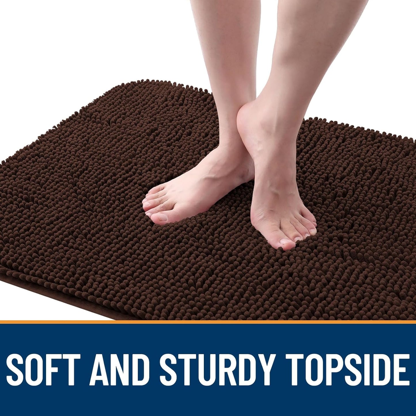 OLANLY Dog Door Mat - Absorbent Non-Slip Mud Mat for Dogs | Quick Dry Chenille, 54x24, Brown