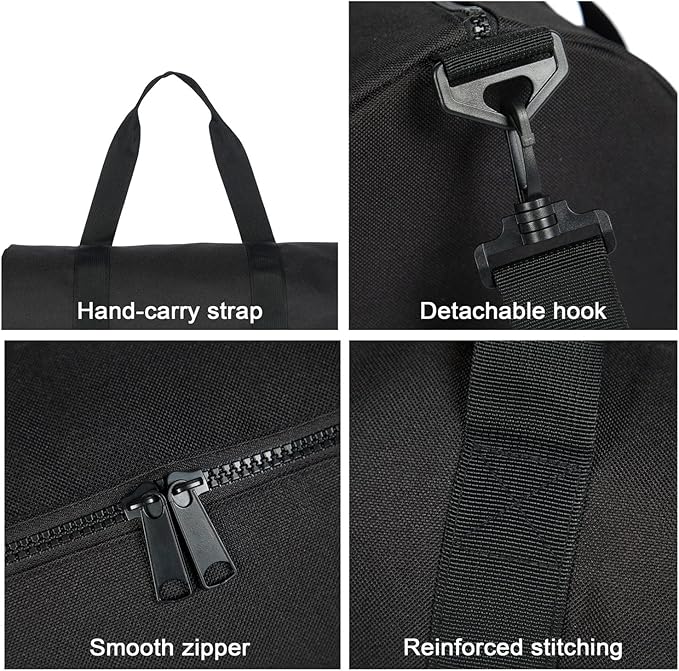 Small Gym Bag Duffel Bag for Women Men Fitness Sports Bag Workout Adjustable Detachable Shoulder Strap Lightweight Carry on Travel Duffle Bag (Black, 15" / Mini / 12L)