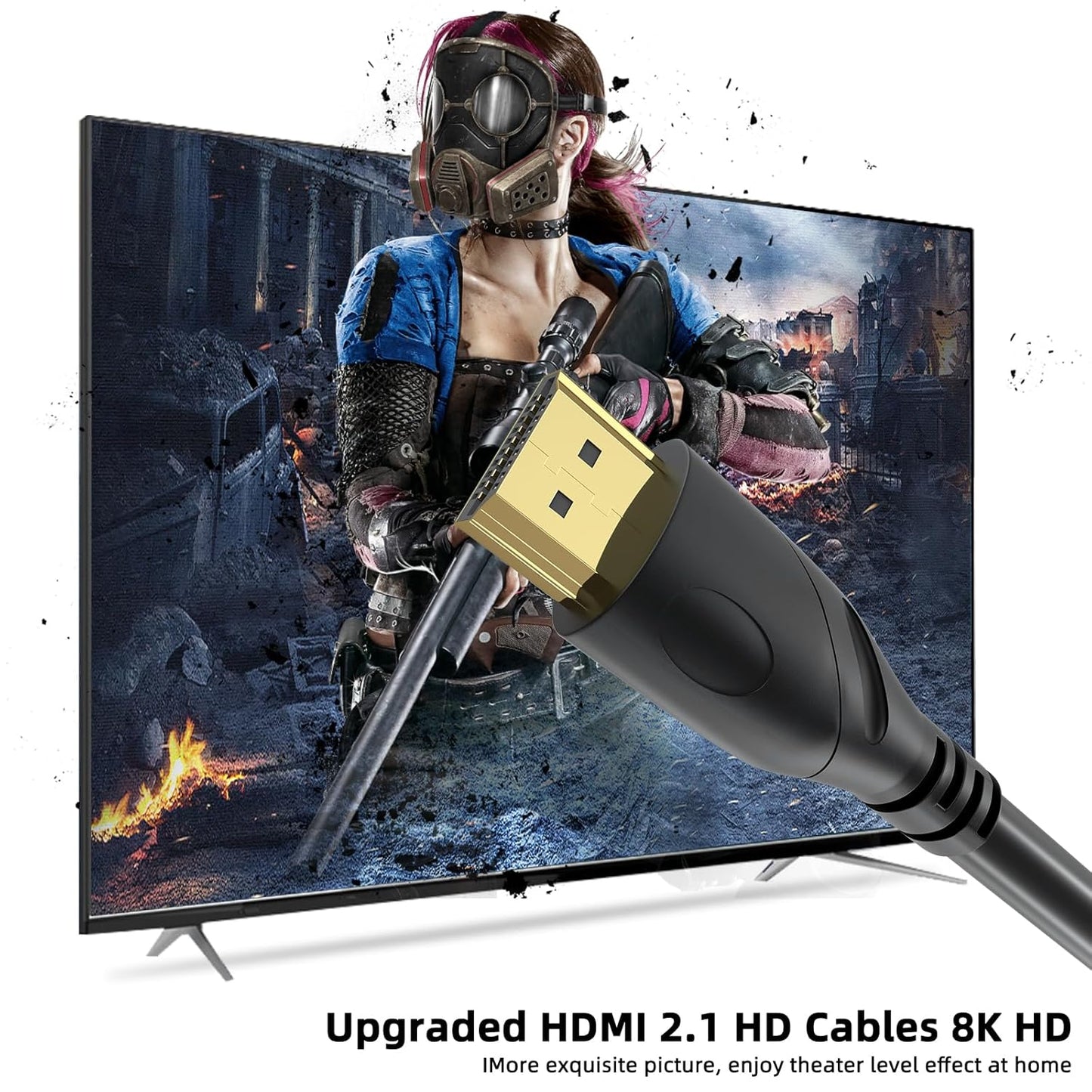 Jorenca 8K 3ft, 48Gbps 2.1 8K@60Hz 4K@120Hz, PS5, 4K HDMI Cable Ultra High Speed HDMI Cord, Gold Plated Connectors