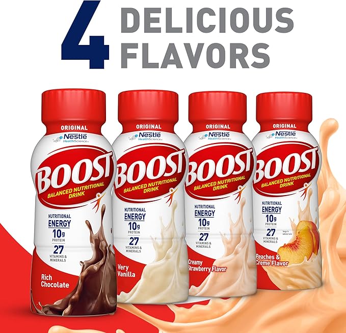 BOOST Original Ready to Drink Nutritional Drinks, Peaches & Creme, 8 Fl Oz (Pack of 24)