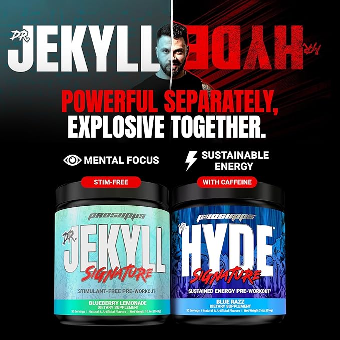 PROSUPPS Mr. Hyde Xtreme Pre Workout Powder with Creatine, Beta Alanine & Caffeine ??Extreme Energy, Pumps, Focus & Performance - Fitness & Gym Supplements for Men & Women (Blue Razz, 30 Servings)