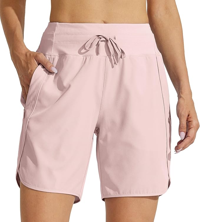Willit Women's 7" Athletic Running Shorts Long Workout Hiking Shorts Quick Dry High Waisted Active Zipper Pocket(X-Small)