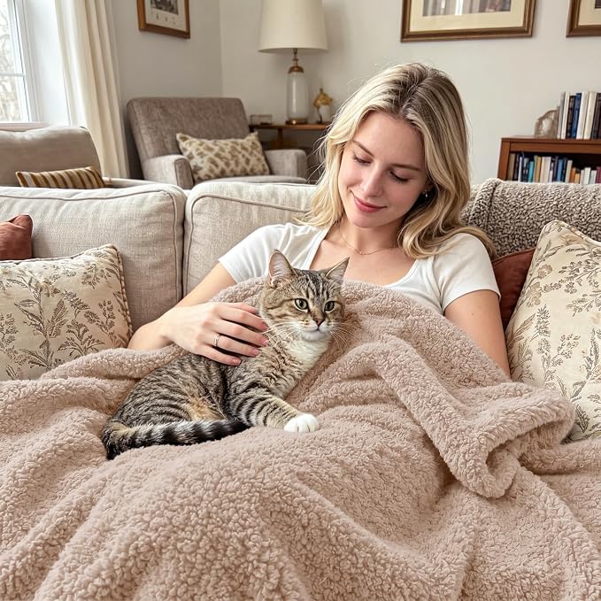 Exclusivo Mezcla Fleece Twin Size Bed Blanket, Ultra Soft, Lightweight and Fuzzy Camel Blanket for Women, Home Decor, 60x80 Inches