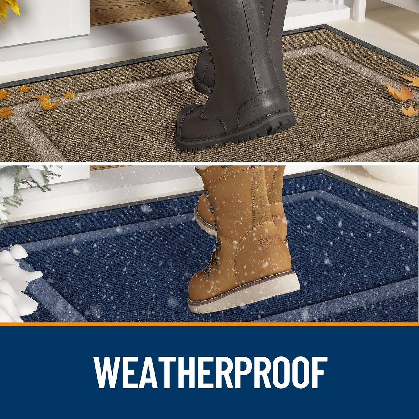 OLANLY Waterproof Front Door Mat - All-Season Indoor/Outdoor Doormat, Easy Clean, 47x23, Light Brown