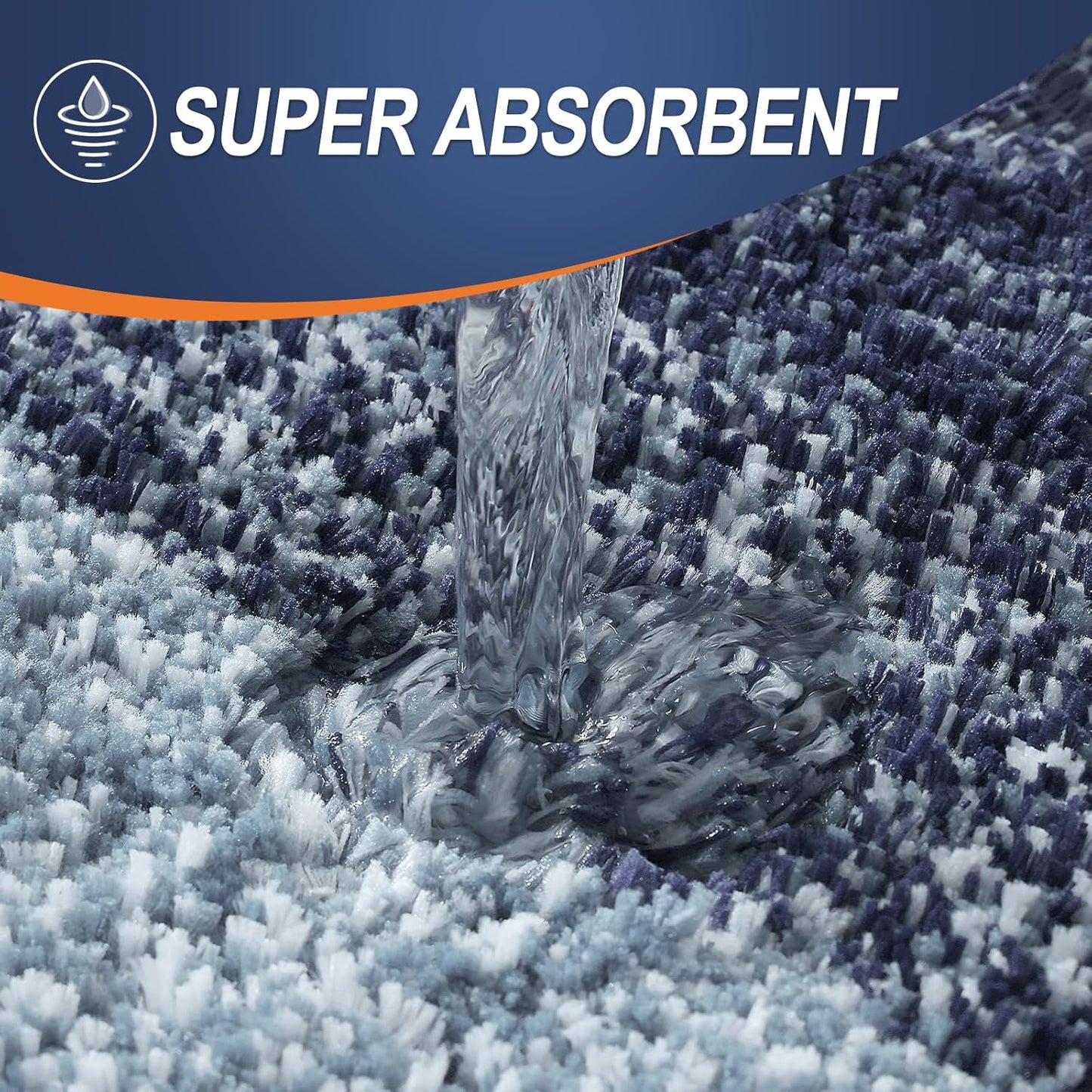 OLANLY Large Bathroom Rugs - Extra Soft Microfiber Mat 44x32 | Quick Dry & Washable, Airy Blue
