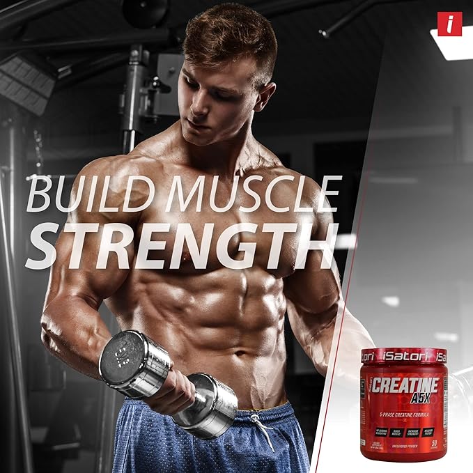 iSatori Creatine A5X with Creatine Monohydrate & Betaine Anhydrous for Muscle Growth, Strength Building, & Recovery - Dietary Supplement for Training & Weight Lifting - Unflavored (50 Servings)