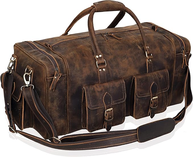 Large duffel bags for men holdall leather travel bag overnight gym sports weekend bag