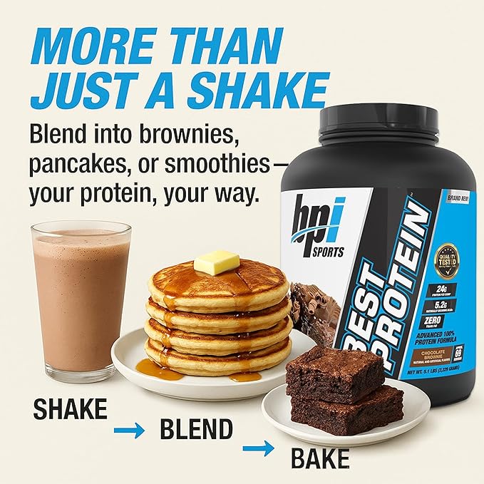 BPI Sports Best Protein ??100% Whey Protein Powder ??Muscle Growth, Recovery, Meal Replacement ??No Fillers, Gluten Free ??Best Protein Powder for Men & Women | Chocolate Brownie ??5.1 Pounds