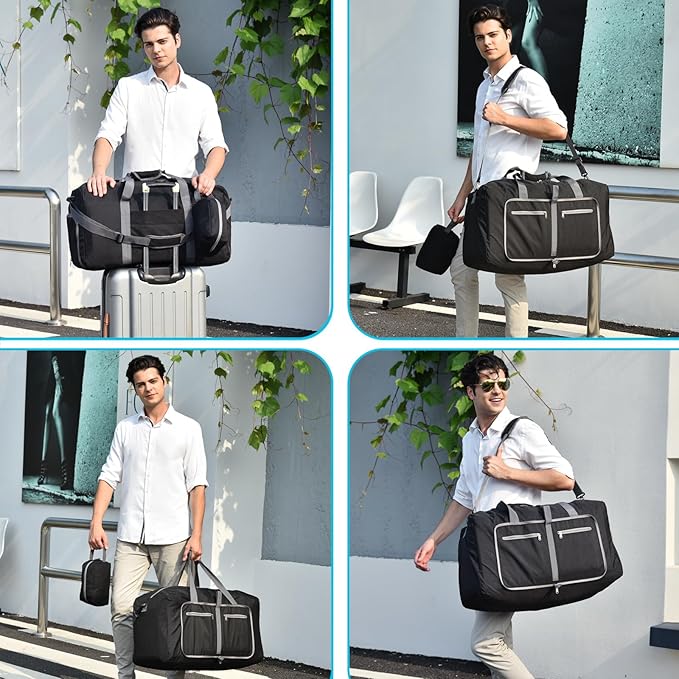 Felipe Varela Duffle Bag with Shoes Compartment and Adjustable Strap,Foldable Travel Duffel Bags for Men Women,Waterproof Duffel Bags