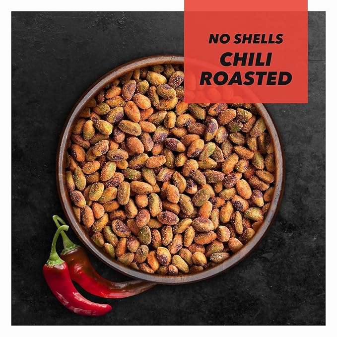 Wonderful Pistachios No Shells, Chili Roasted Nuts, 2.25 Ounce (Pack of 8), Protein Snacks, Gluten Free, Pantry Staples, Healthy Office Snacks