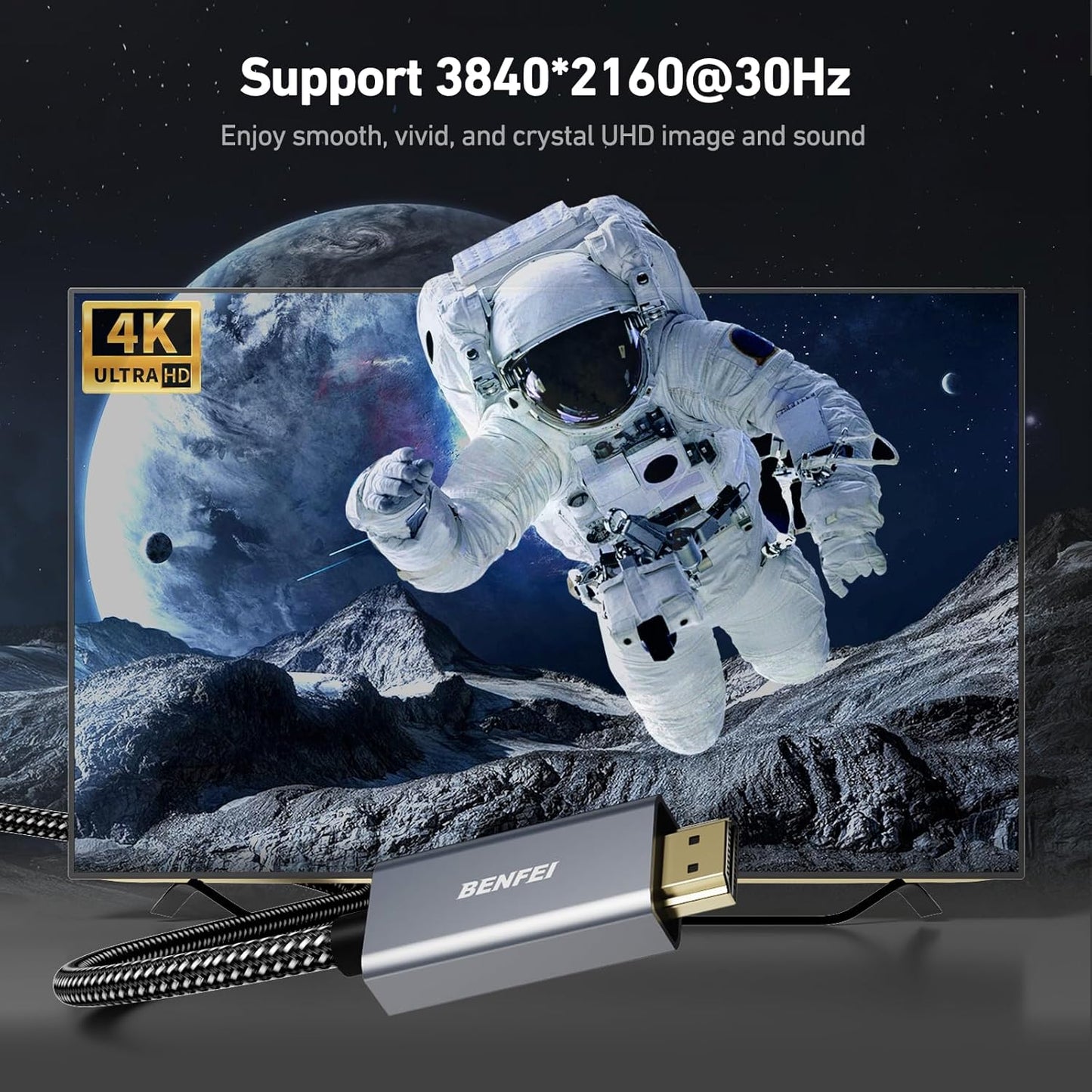 4K 6 2 Pack[Aluminum 1.2 1.4 BENFEI DisplayPort to HDMI Feet Cable Shell, Nylon Braided], Uni-Directional DP Computer