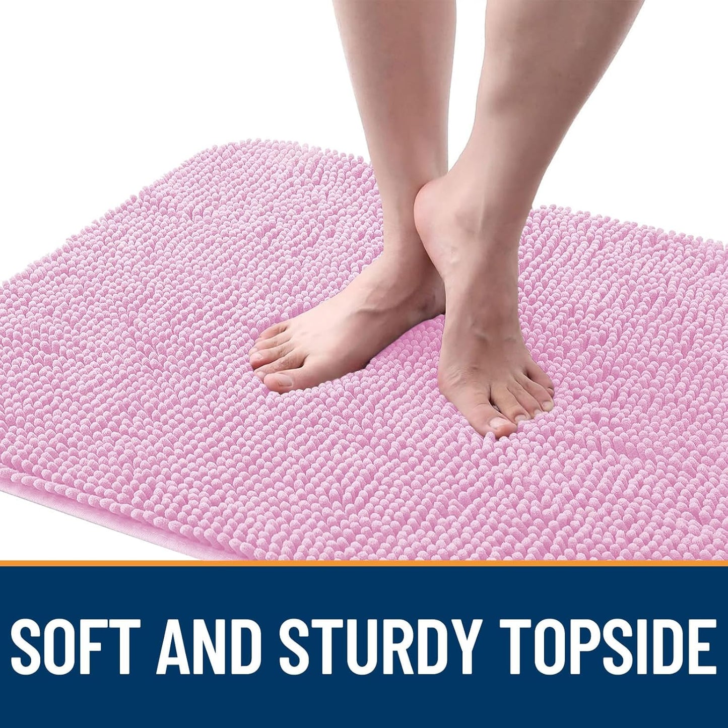 OLANLY Dog Door Mat - Absorbent Non-Slip Mud Mat for Indoor Entryway | Quick Dry Chenille, 70x24, Pink