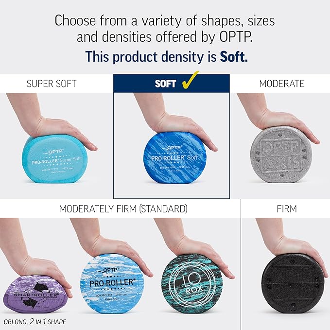 OPTP PRO-Roller Soft Density Foam Roller ??Low Density Soft Foam Roller for Physical Therapy, Pilates, Yoga Foam Roll Exercises, and Muscle Recovery - Blue 36" x 4"