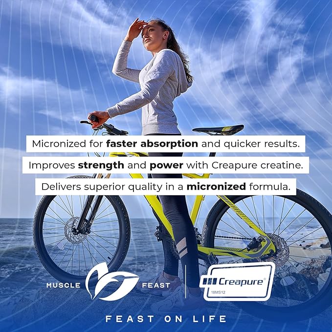 Muscle Feast Creapure - Micronized Creatine Monohydrate Powder | Premium Pre-Workout or Post-Workout | Flavored Creatine for Women & Men | Easy to Mix, Gluten-Free, Safe and Pure, (Fruit Punch, 250g)