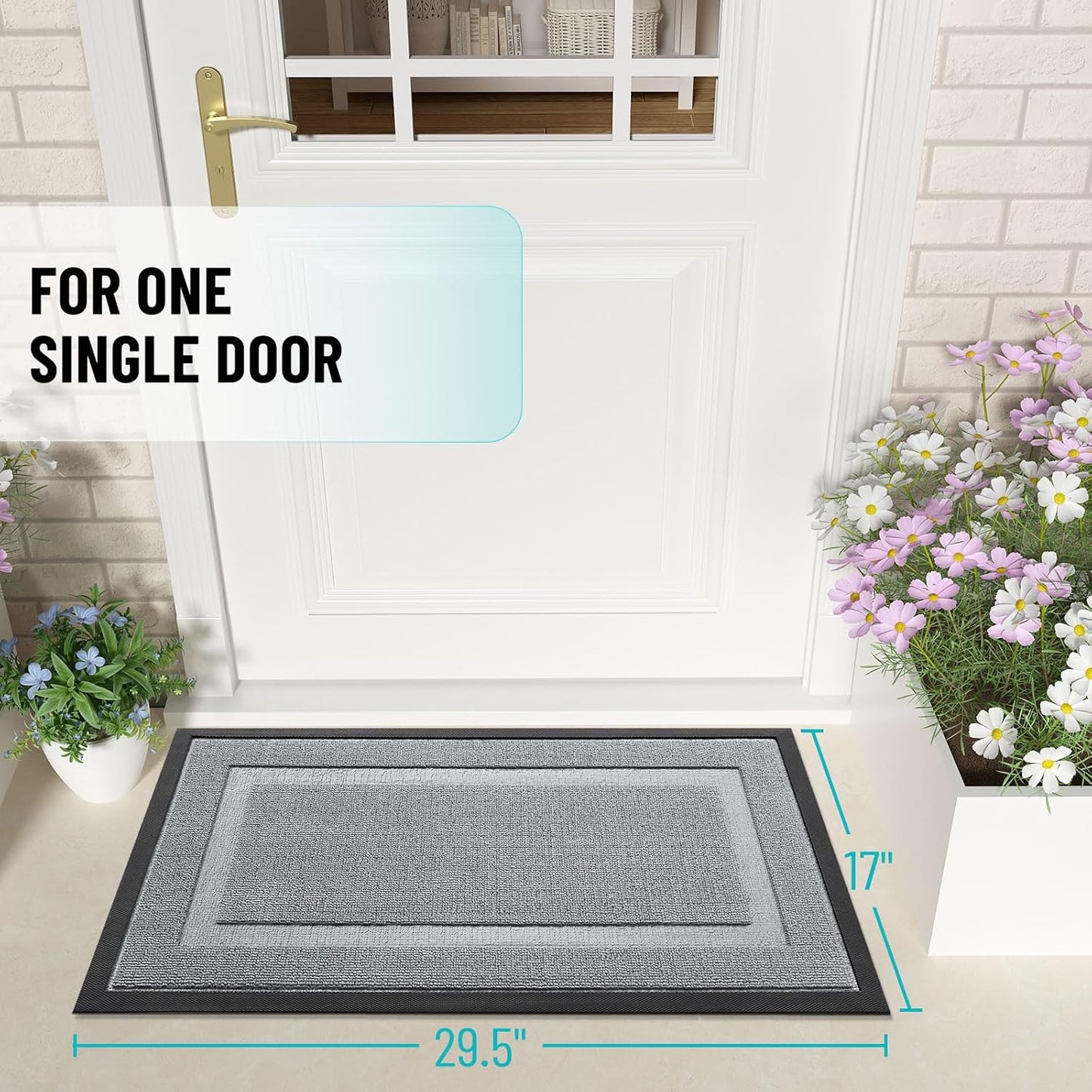 OLANLY Front Door Mat - Waterproof All-Season Doormat | Sturdy Natural Rubber, Easy Clean, 29.5x17, Ash Gray