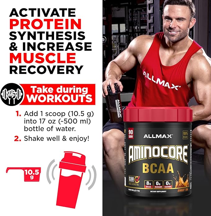 ALLMAX Nutrition AMINOCORE BCAA Powder, 8.18 Grams of Amino Acids, Intra and Post Workout Recovery Drink, Gluten Free, White Grape, 315 g