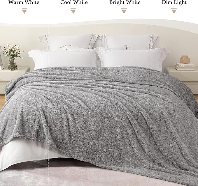 Exclusivo Mezcla Fleece Bed Blankets Queen Size, Ultra Soft, Lightweight and Fuzzy Light Grey Blanket for Women, Home Decor, 90x90 Inches