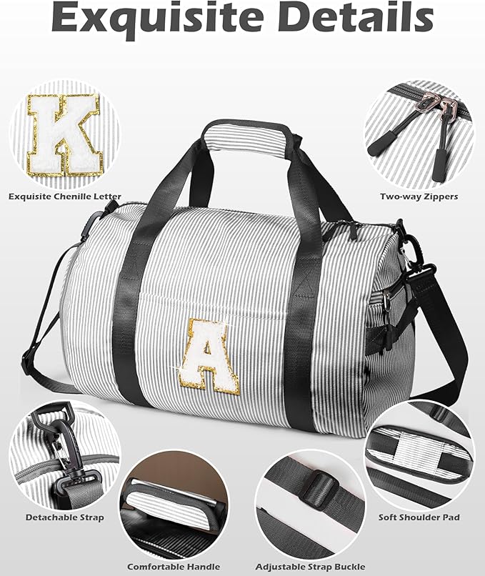 Party Favors for Teenager, Girl Gym Bag, Kids Monogram Overnight Duffel Bags with Shoe Compartment, Personalized Travel Bag with Makeup Pouch, Gift Ideas for Niece Sister (Letter O)