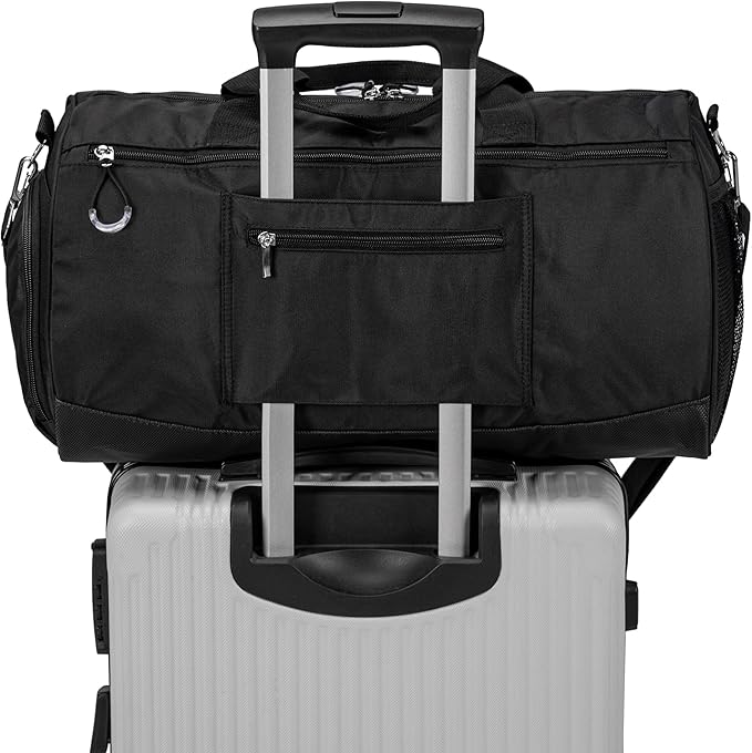 Kuston Sports Gym Bag with Shoes Compartment, Trolley Sleeve and Wet Pocket Gym Duffel Bag Overnight Bag-Upgraded