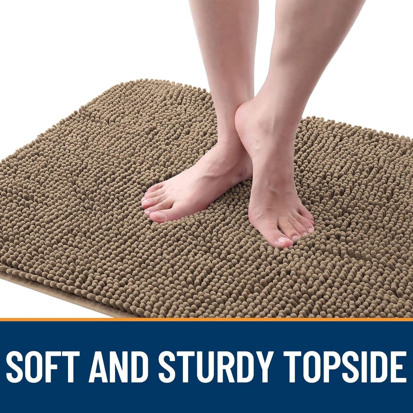 OLANLY Dog Door Mat - Absorbent Non-Slip Chenille for Muddy Paws | 70x24 Inches, Quick Dry Tan Doormat