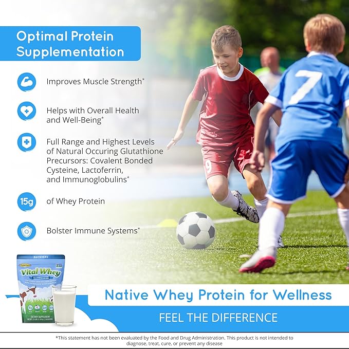 Grass-Fed Whey Protein Powder for Immune Vitality, Natural Vanilla 600g (30 Servings), 15g Protein Per Serve, Vital Whey, Clean Holistic, Wellness Nutrition