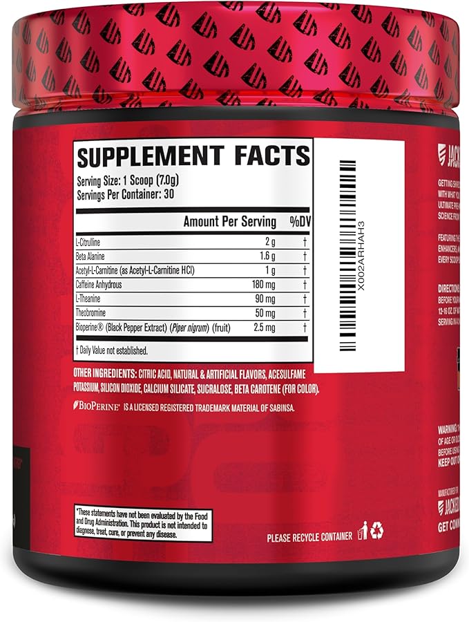 Jacked Factory NITROSURGE Shred Pre Workout Supplement - Energy Booster, Instant Strength Gains, Sharp Focus, Powerful Pumps - Nitric Oxide Booster & PreWorkout Powder - 30Sv, Orange Pineapple