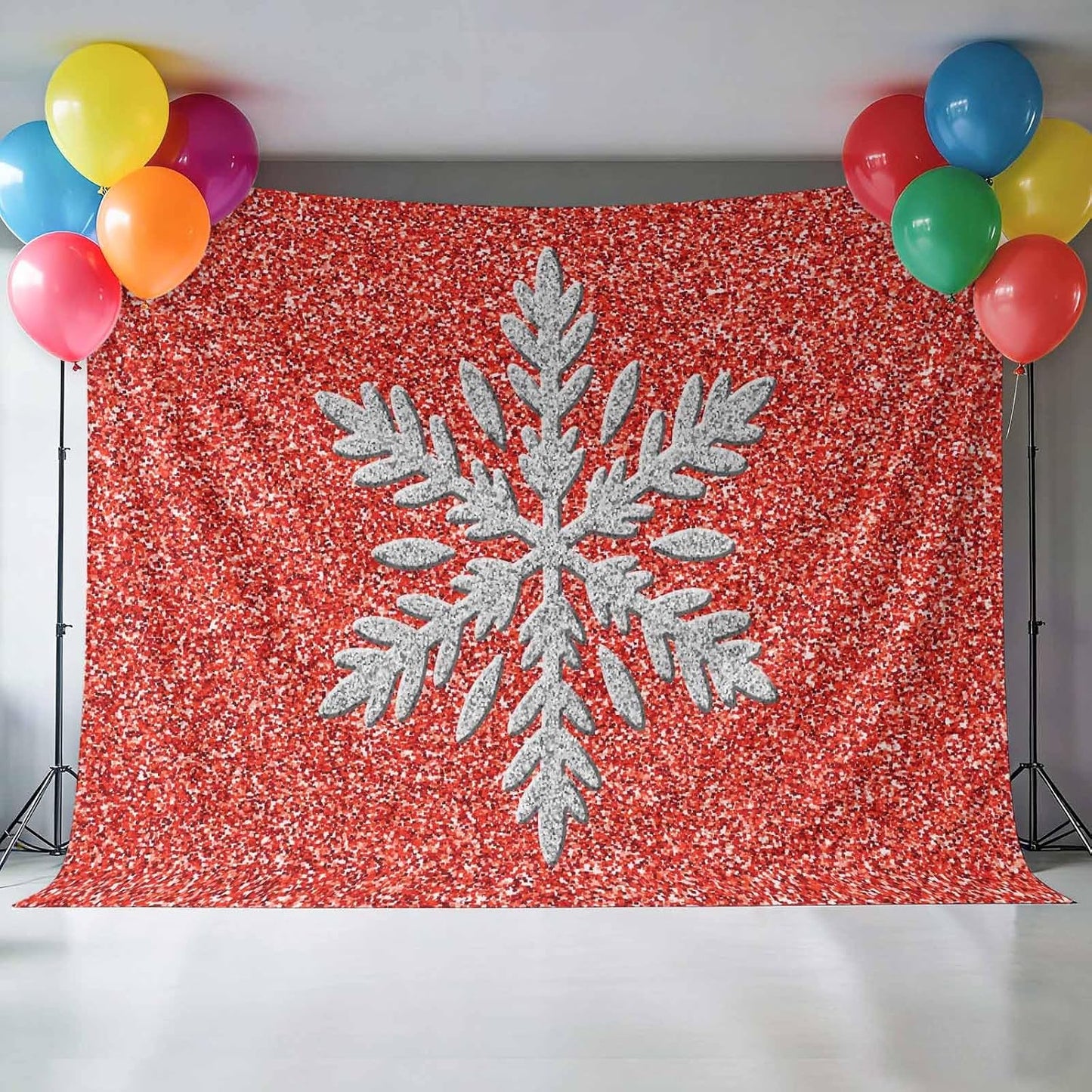 Generic 10 8 Modern Themed Photo Backdrop for Photoshoot, x FT Winter Watercolor Sparkling Snowflake Pattern Photo