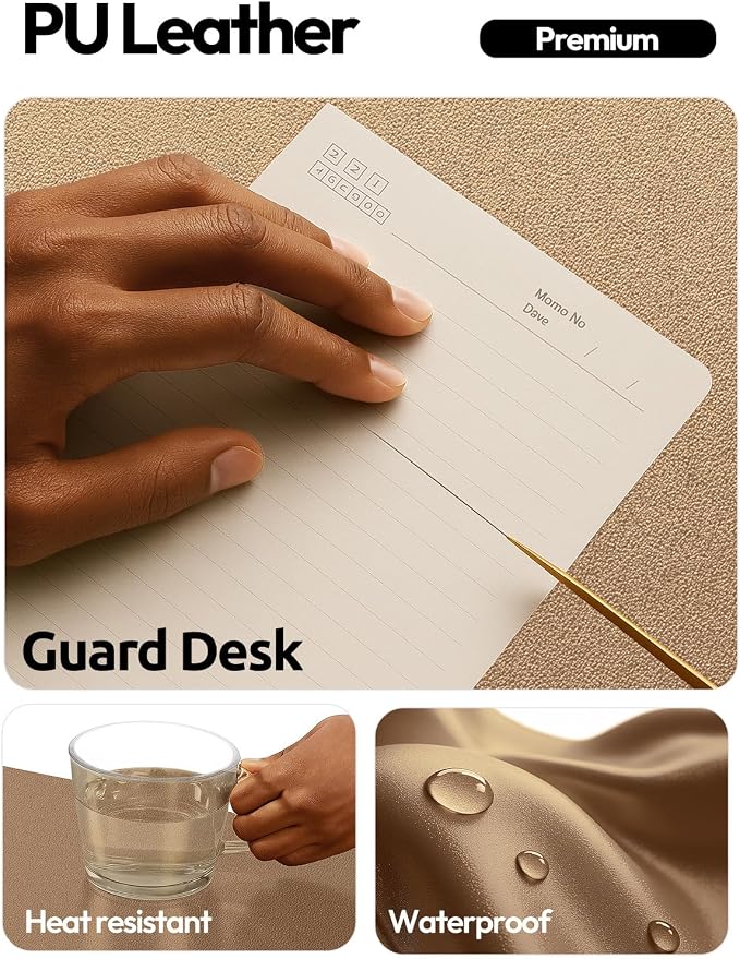 YSAGi Leather Desk Pad Protector, Office Desk Mat, Large Mouse Pad, Non-Slip PU Leather Desk Blotter, Laptop Desk Pad, Waterproof Desk Writing Pad for Office and Home (Shiny Bronze,55" x 17.2")