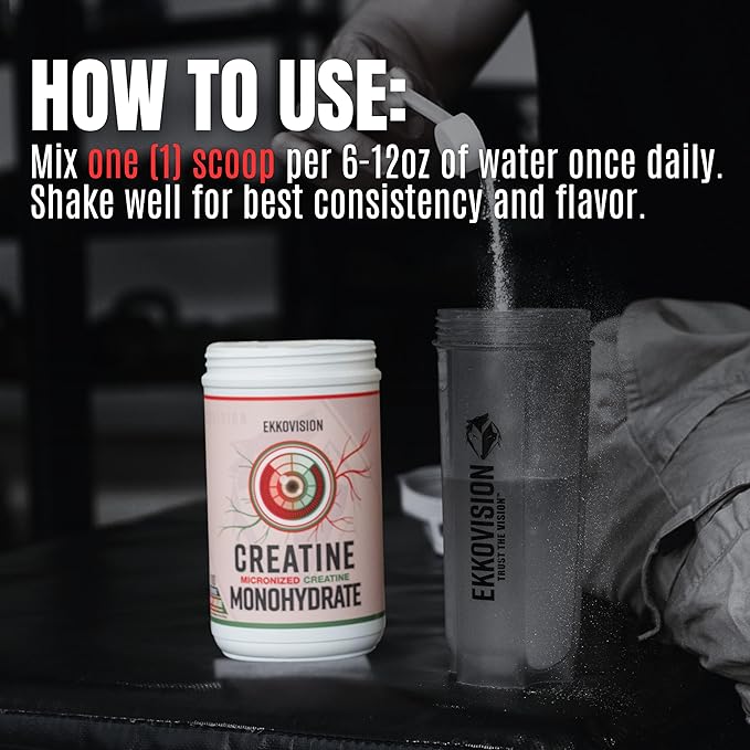 Ekkovision Creatine Monohydrate Powder, Micronized, Glacier Gummy, Pre Workout & Post Workout Supplement for Men & Women, Energy Support, Easy to Mix in Shakes, Smoothies & Beverages, 200 Servings