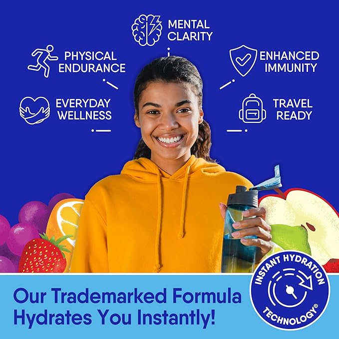 GoHydrate Instant Hydration Powder Packets - Low Sodium Electrolytes Drink Mix - Natural Hydration Support, Sugar Free Electrolyte Flavored Powder Drink with Vitamin D, 15 Packs, Lemonade Mixed