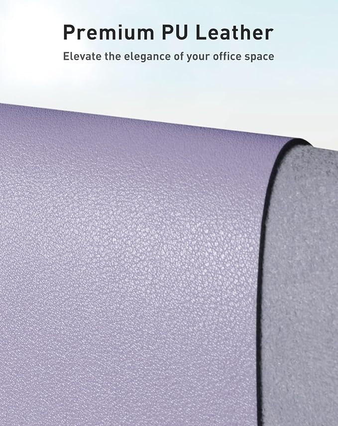 Aothia Faux Leather Desk Mat - Large Mouse Pad, Non-Slip PU Leather Blotter, Waterproof Writing Surface for Office and Home (Lavender, 42" x 17")