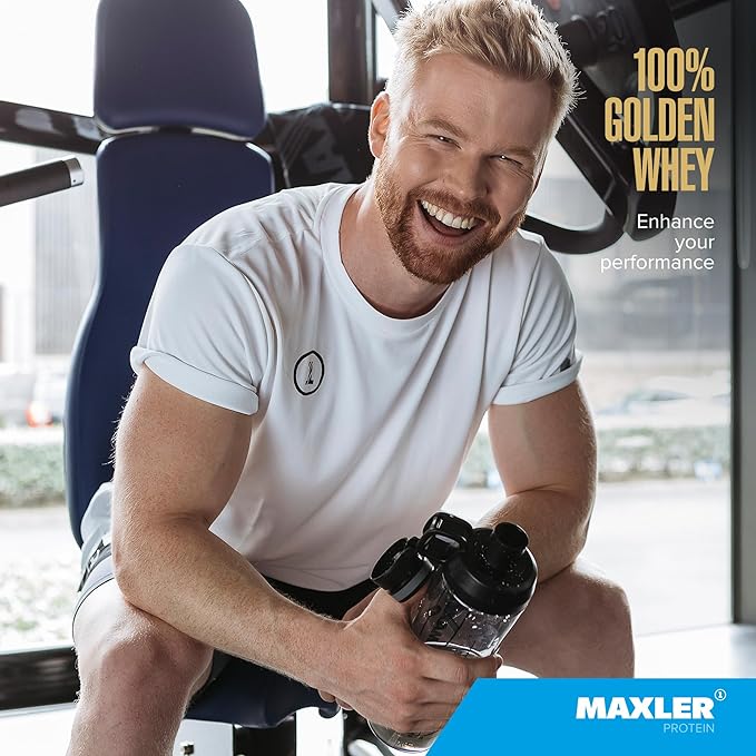 Maxler 100% Golden Whey Protein - 24g of Protein per Serving - Premium Whey Protein Powder for Pre Post Workout - Fast-Absorbing Whey Concentrate, Isolate & Hydrolysate Blend - Strawberry Banana 5 lb