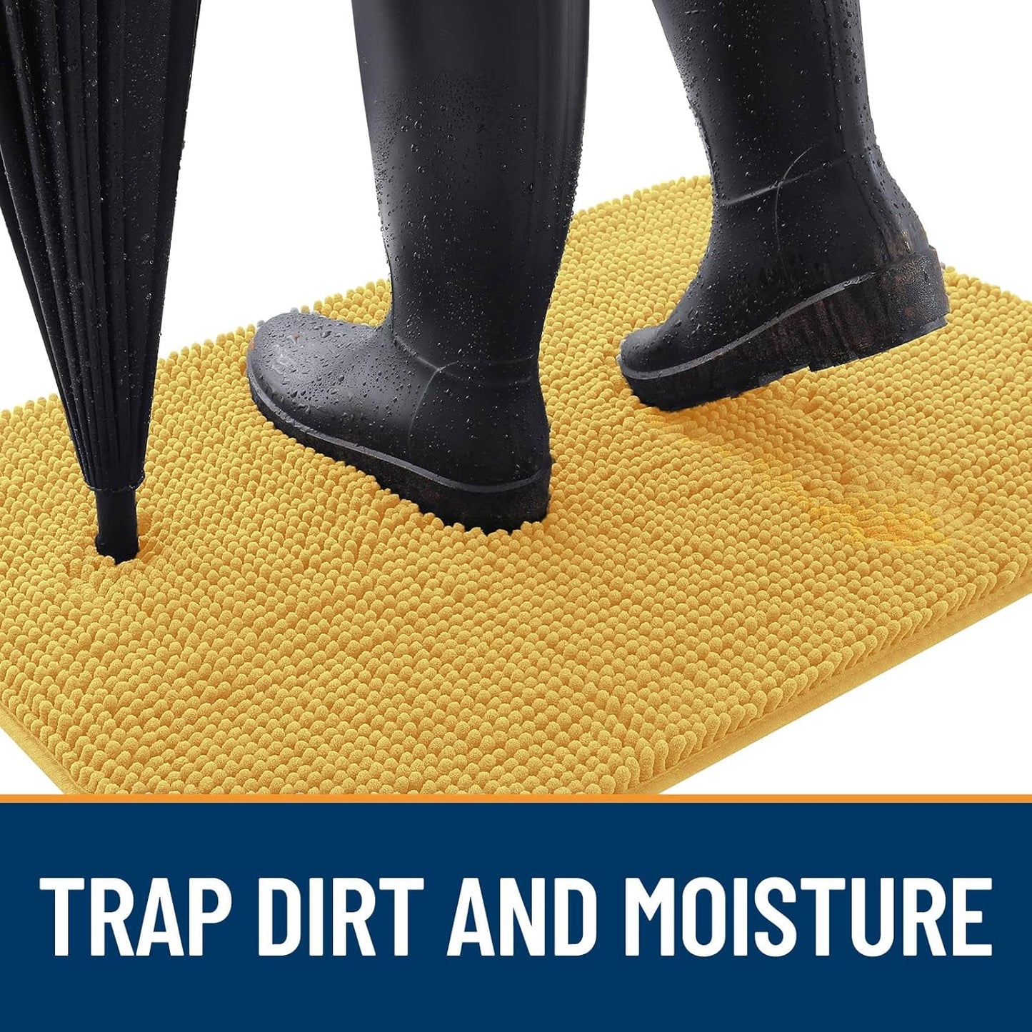 OLANLY Dog Door Mat - Absorbent Non-Slip Chenille Mat for Muddy Paws | 30x17 Inches, Quick Dry, Yellow