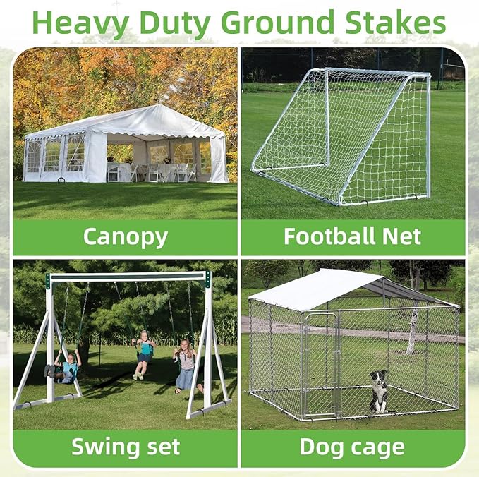 Black Trampoline Stakes Anchors High Wind 16inx10mm Galvanized U Hook 4pcs Rebar Stakes – Heavy Duty Ground Anchors for Trampoline,Yard & Inflatable,Landscape Metal Stakes for Outdoor Decorations