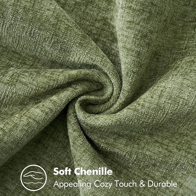 MIULEE Pack of 2 Couch Throw Pillow Covers 22x22 Inch Sage Green Farmhouse Decorative Pillow Covers with Stitched Edge Soft Chenille Solid Dyed Summer Pillow Covers for Sofa Bed Living Room