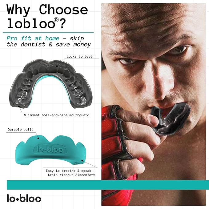 lobloo® PRO-FIT Sports Mouthguard ??Ultra Slim 1mm | Dentist-Level Protection | Precision Vacuum-Fit | Oxygen Performance | MMA, Boxing, Football, Basketball. (Large +14yrs, Orange)