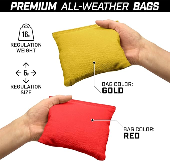 GoSports 4 ft x 2 ft Regulation Size Wooden Cornhole Boards Set - Includes Carrying Case and Bean Bags (Choose Your Colors) Over 100 Color Combinations