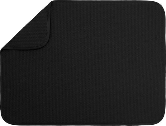 S&T INC. XL Dish Drying Mat - Absorbent Microfiber Kitchen Counter Pad, 18” x 24”, Black