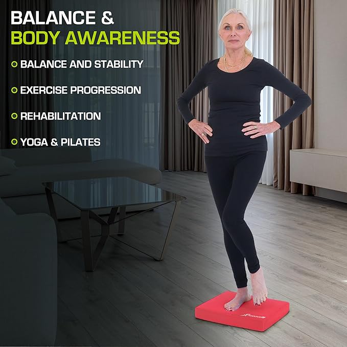 ProsourceFit Exercise Balance Pad – Non-Slip Cushioned Foam Mat & Knee Pad for Fitness and Stability Training, Yoga, Physical Therapy