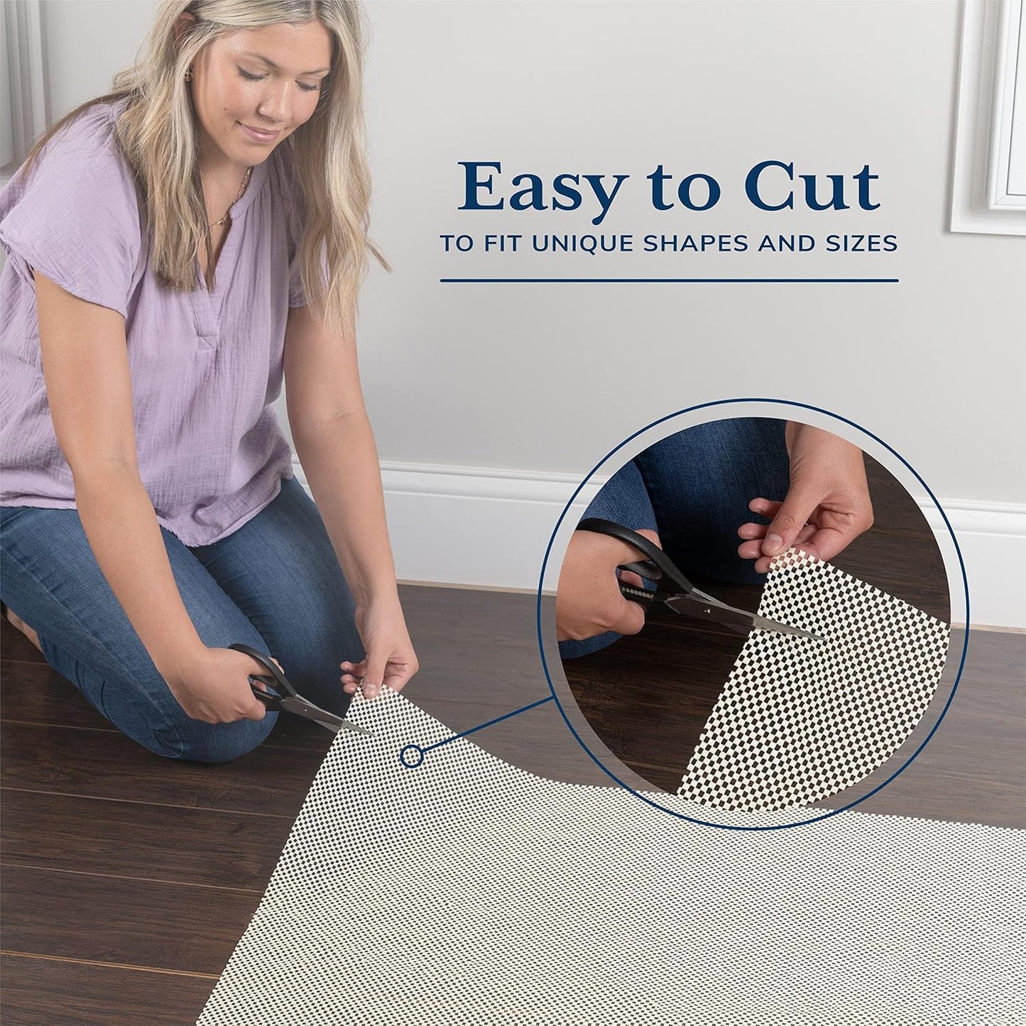 Veken Rug Gripper Pad - Thick Non-Slip Anti-Skid Mat for Hardwood & Tile Floors | 2x3 Ft