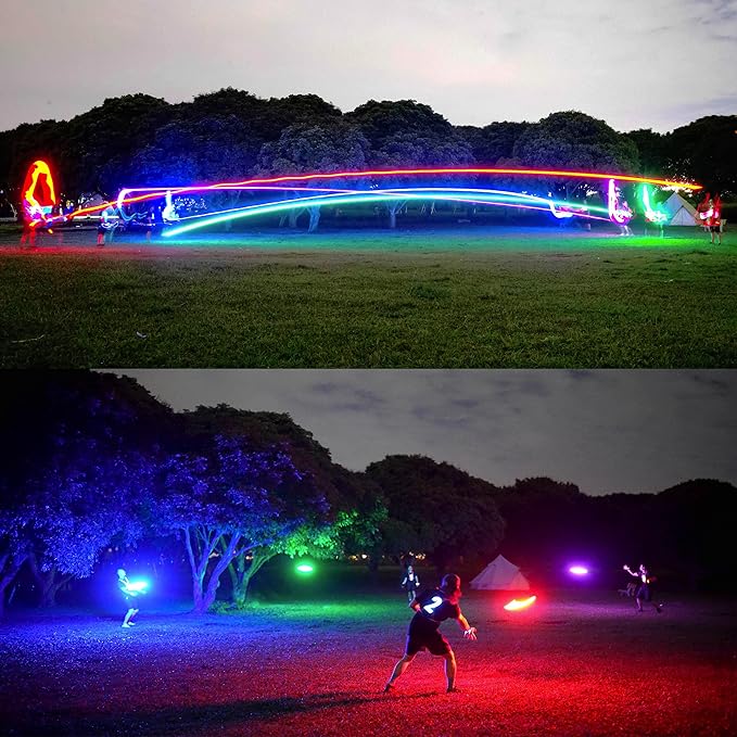 TOSY Bundle of 3-2X Red + Green - Flying Disc 36 LEDs, Super Bright, Smart Modes, Auto Light Up, Rechargeable, Cool Fun Christmas, Birthday & Camping Gift for Men/Boys/Teens/Kids, 175g Frisbee