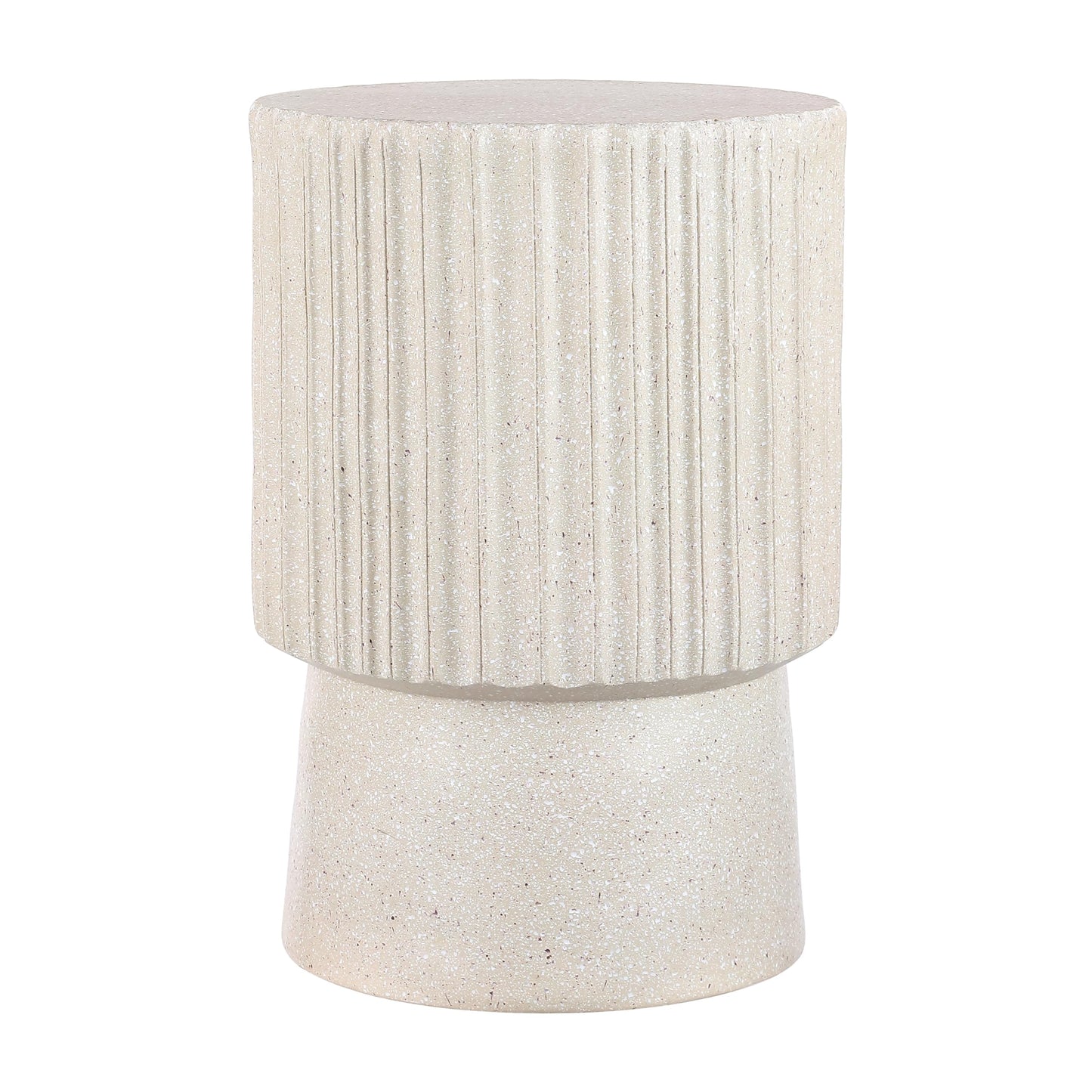JONATHAN Y TBL1102B Louisa 19" Modern Art Deco Tambour Indoor/Outdoor Accent Table Art Deco, Minimalist, Contemporary, Bohemian, Mid-Century, Patio, Garden, Bathroom,Living Room, Cream Terrazzo Finish