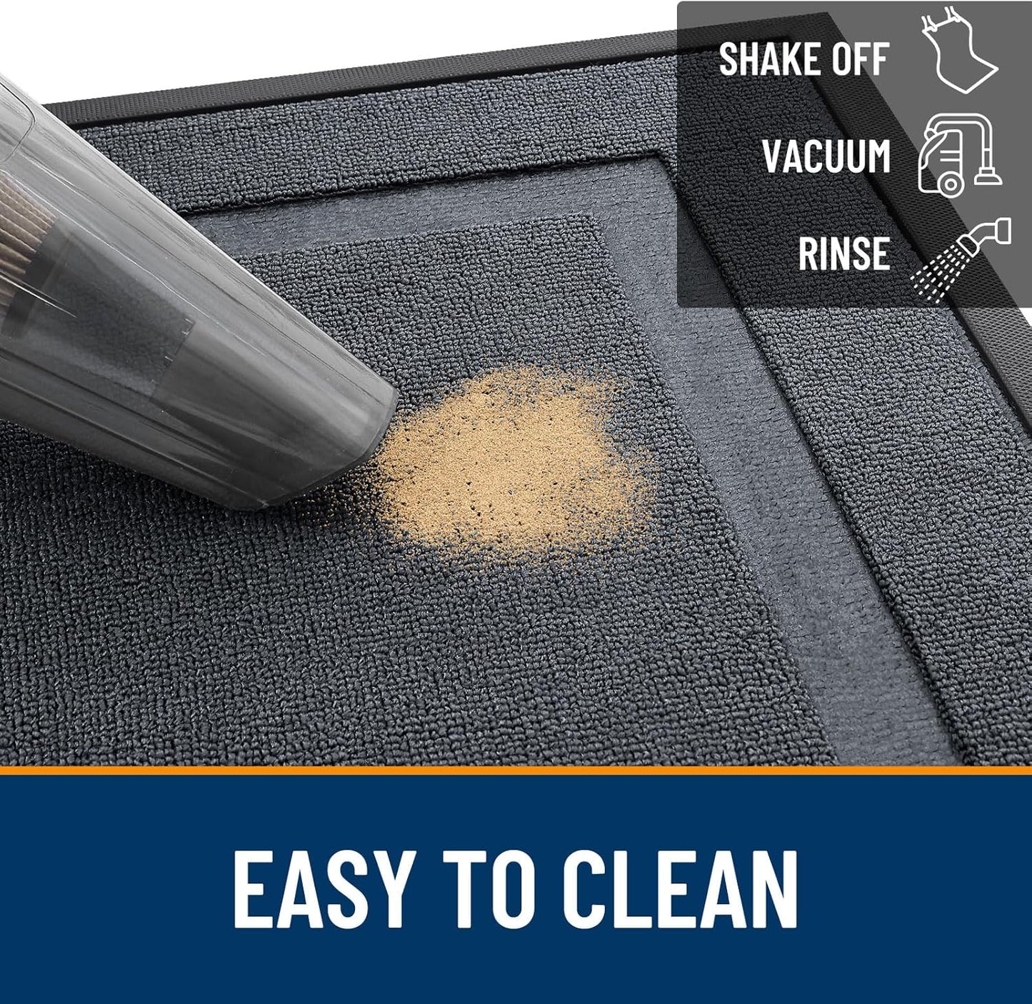 OLANLY Indoor Outdoor Front Door Mat - Waterproof All-Season Doormat, Easy Clean, 29.5x17, Charcoal Gray