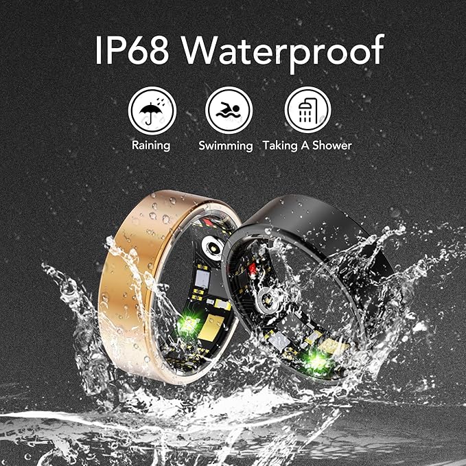 Smart Health Ring for Women Men Fitness Tracker with Heart Rate, Blood Oxygen, Blood Pressure, Sleep Monitoring, Step Counting, IP68 Waterproof for iOS and Android, No Subscription Fee, Silver 6